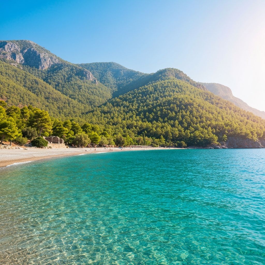 Olympos Beach with ancient ruins